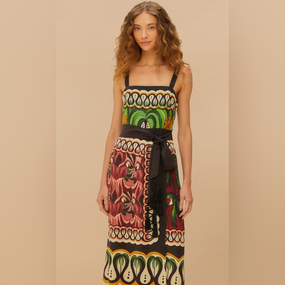 FARM Rio Multicolor Maxi Dress with Black Sash